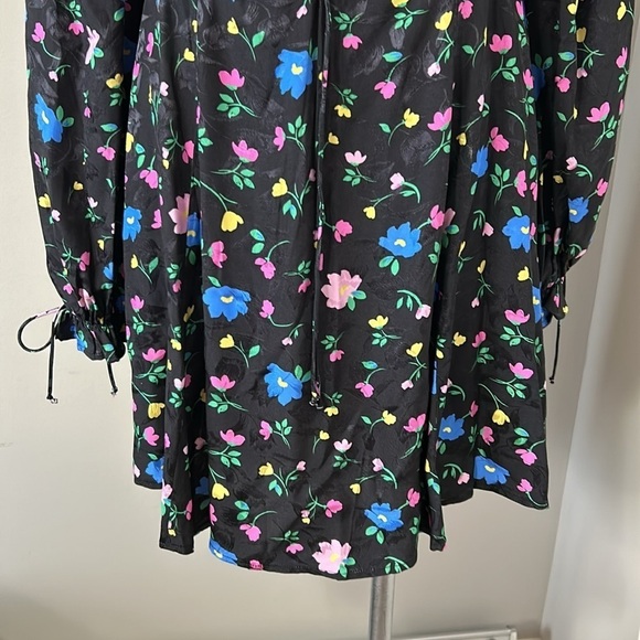 For Love & Lemons Lexy Mini Dress Long Sleeve Black Floral Jacquard XL NEW - Picture 7 of 15
